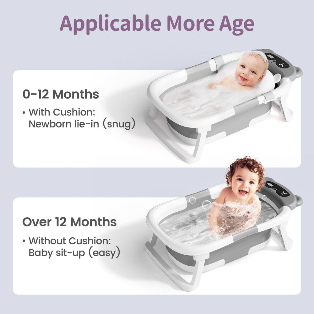 Kerbwry collapsible baby bathtub with soft towel for gentle drying after bath