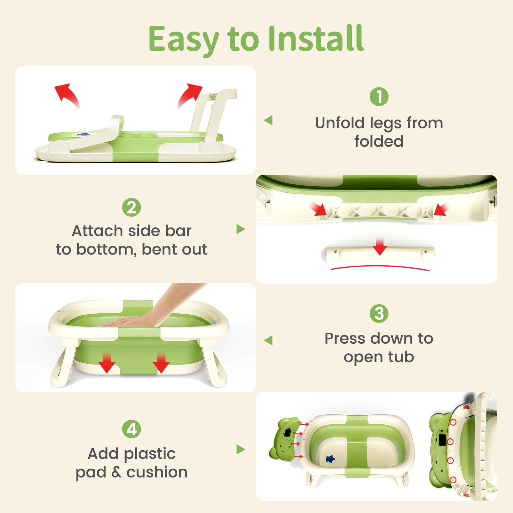 Kerbwry collapsible baby bathtub travel-compact design ideal for trips