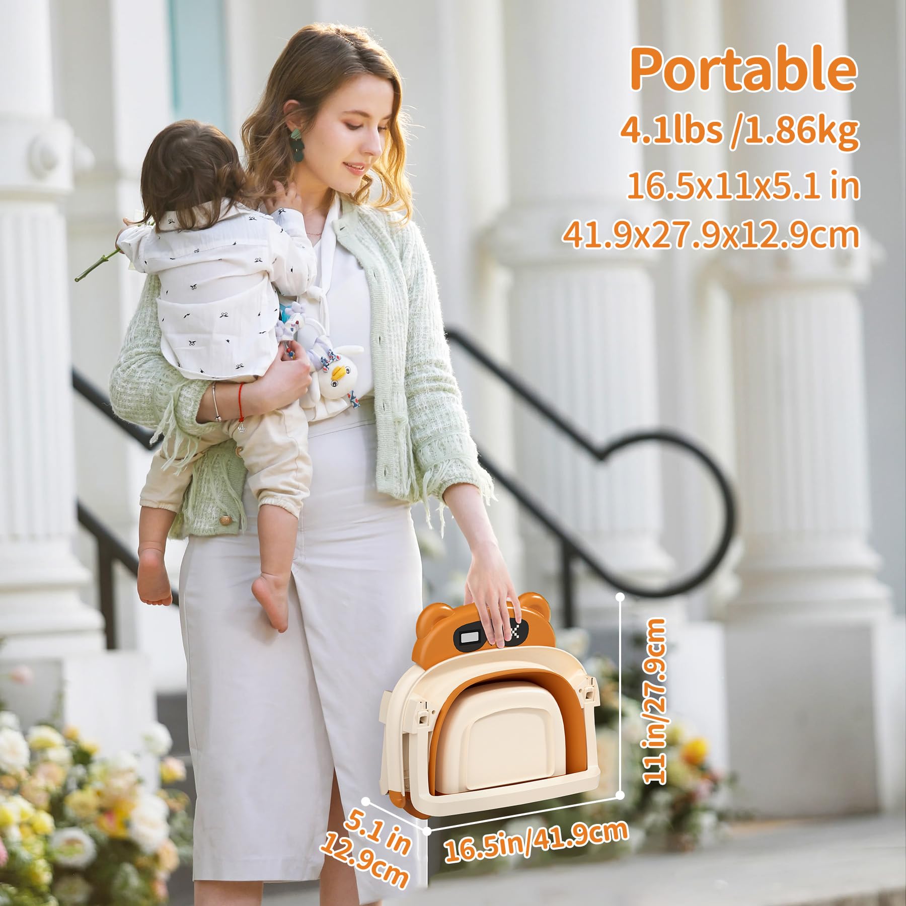 Kerbwry travel-ready brown baby bath suited for busy families on the go.