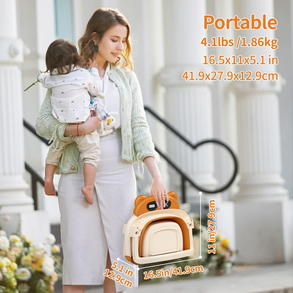 Kerbwry travel-ready brown baby bath suited for busy families on the go.