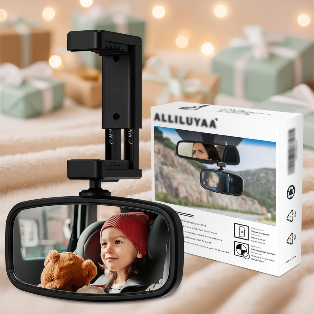 KERHAND 360-degree baby car mirror installation view shows quick tool-free setup for safe rear-facing rides.
