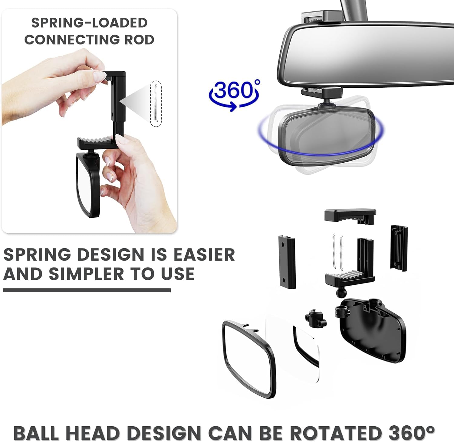 KERHAND 360-degree ball joint view offers flexible angle for optimal baby monitoring.