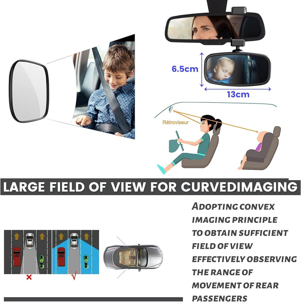 KERHAND BPA-free shatterproof mirror provides durable safety for infant car use.