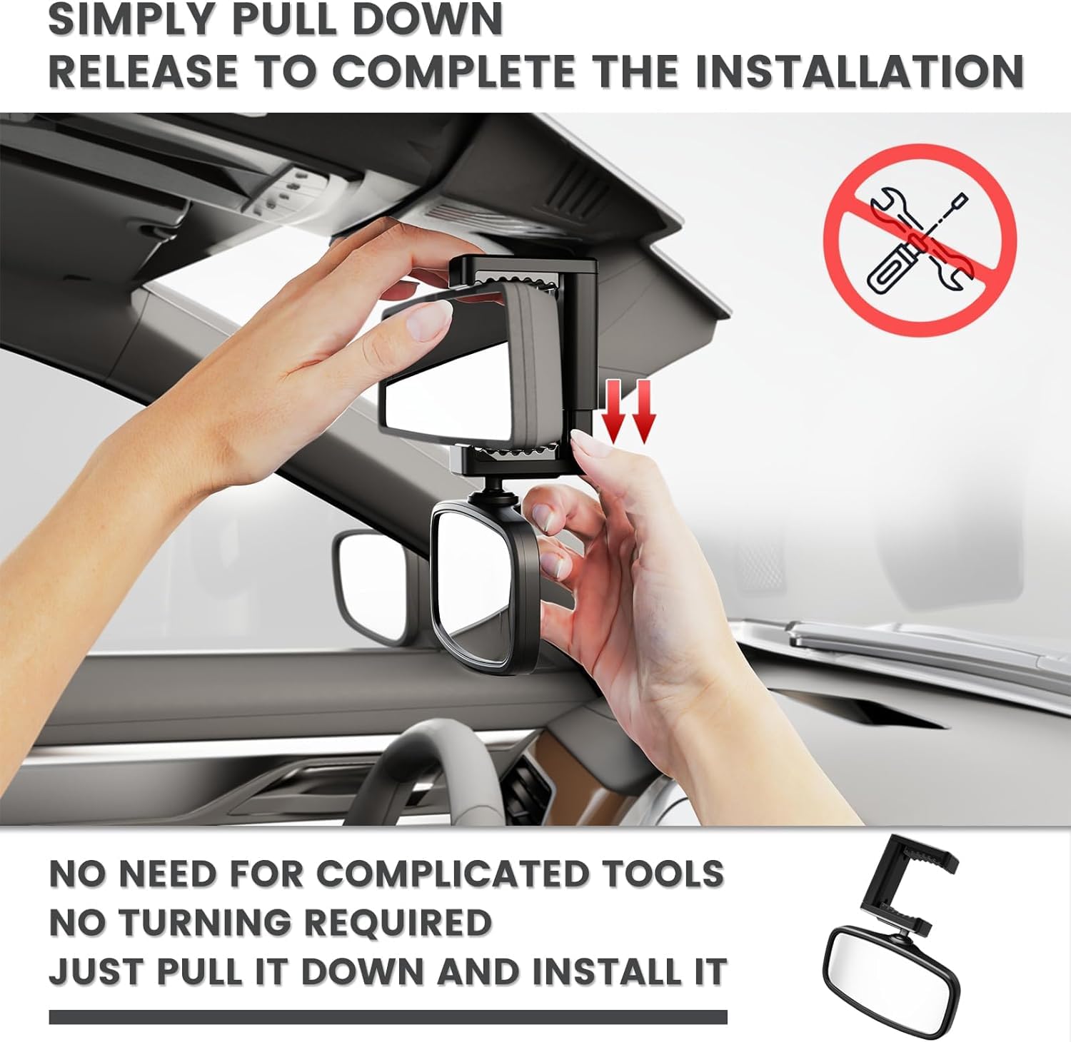 KERHAND mirror delivers 98% reflection clarity for clear rear-view monitoring.