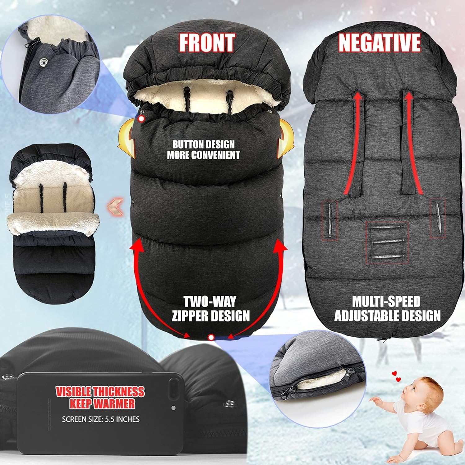 KERHAND waterproof outer fabric and lambswool interior shield wind and light rain.