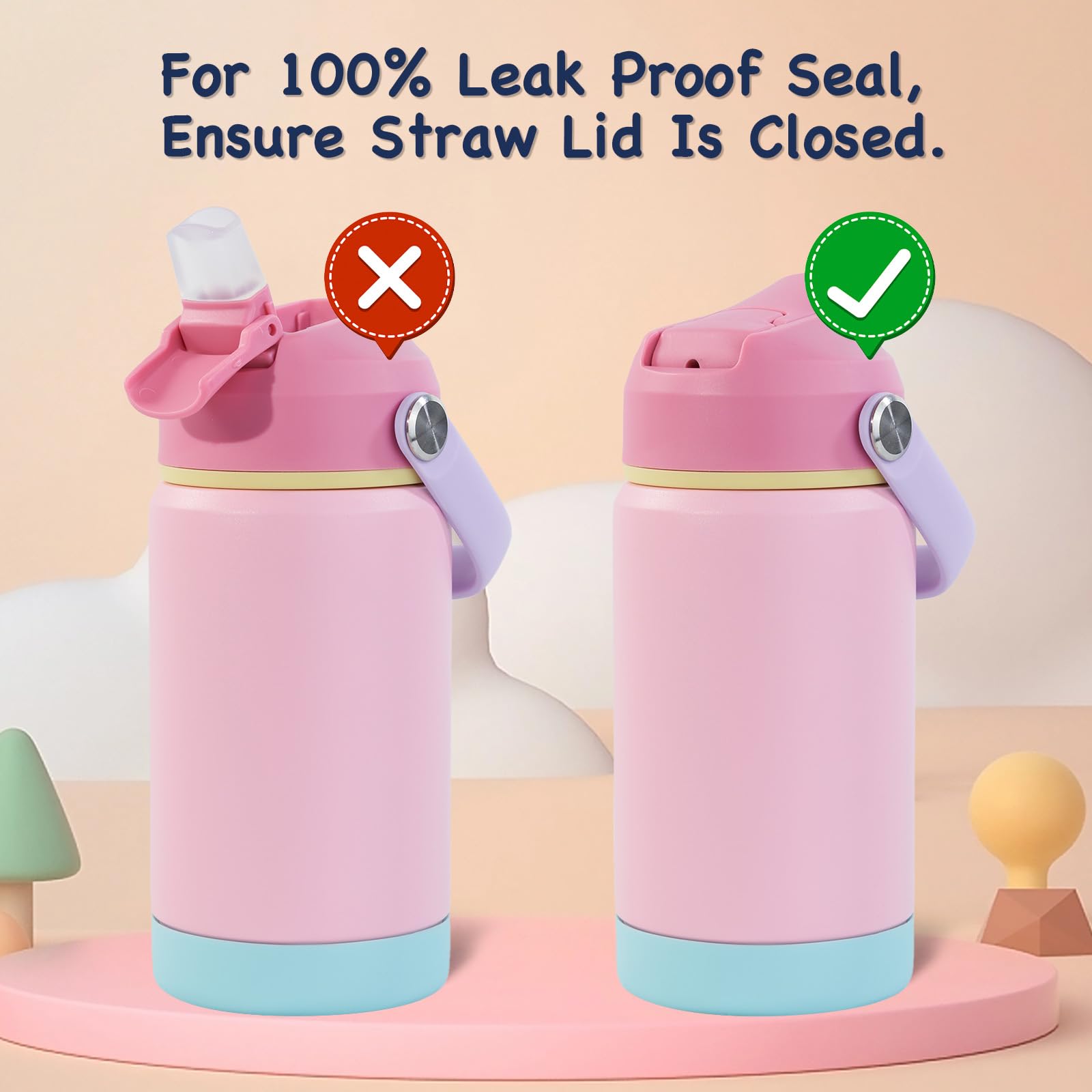 Kerilyn leak-proof bottle with closed lid prevents spills during play