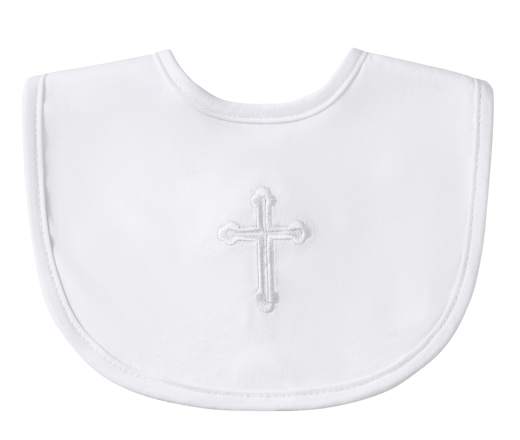 KESICI Baptism Bib adjustable nickel-free snaps shown for comfy growing baby fit.