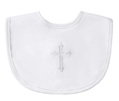 KESICI Baptism Bib adjustable nickel-free snaps shown for comfy growing baby fit.