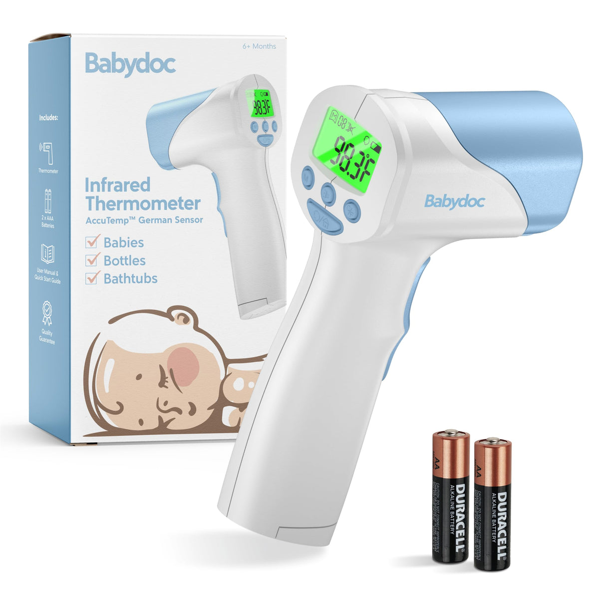 Ketodoc Babydoc forehead reading shows rapid fever readings for quick, calm care