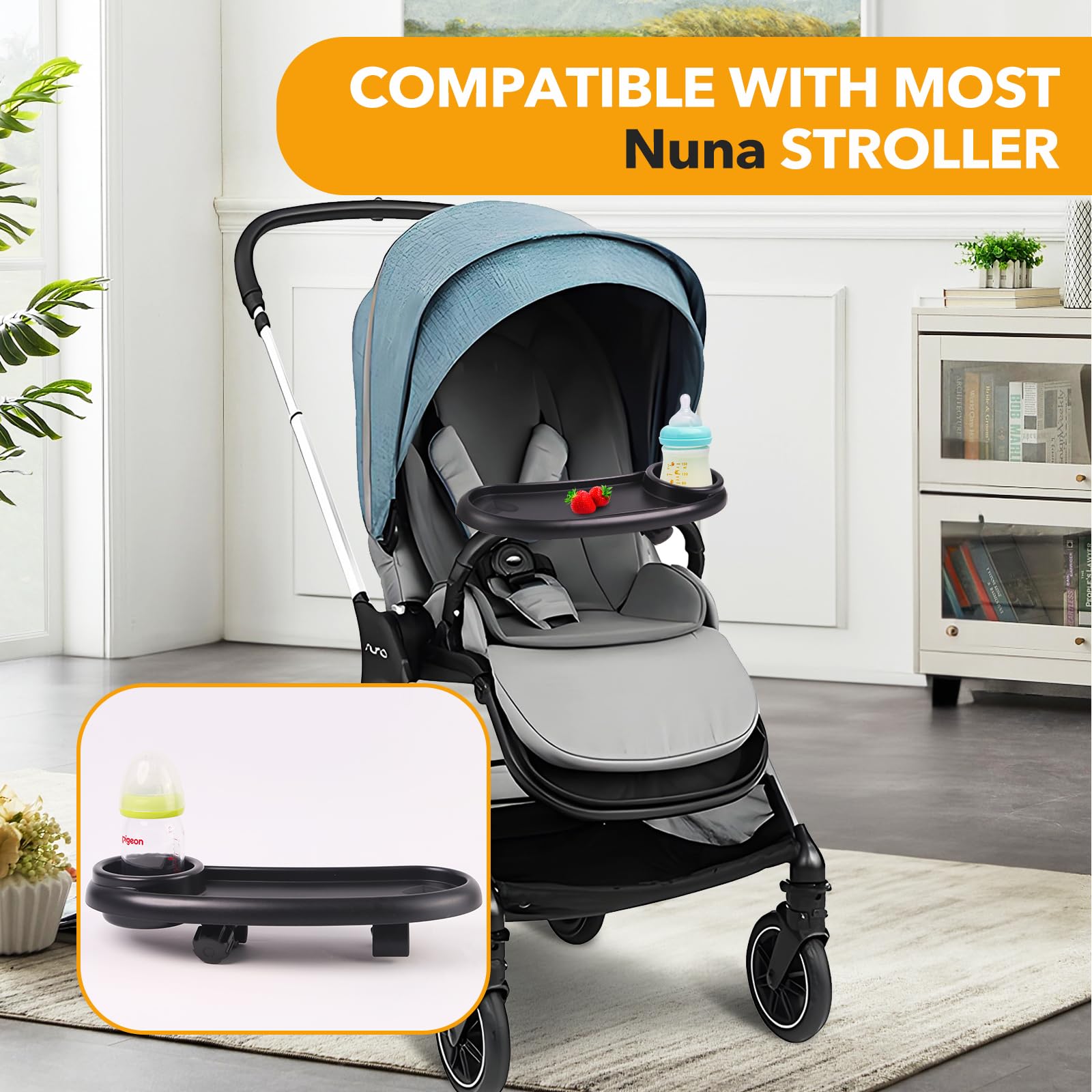 KEUYE Nuna snack tray bottle holder keeps drinks steady during stroll