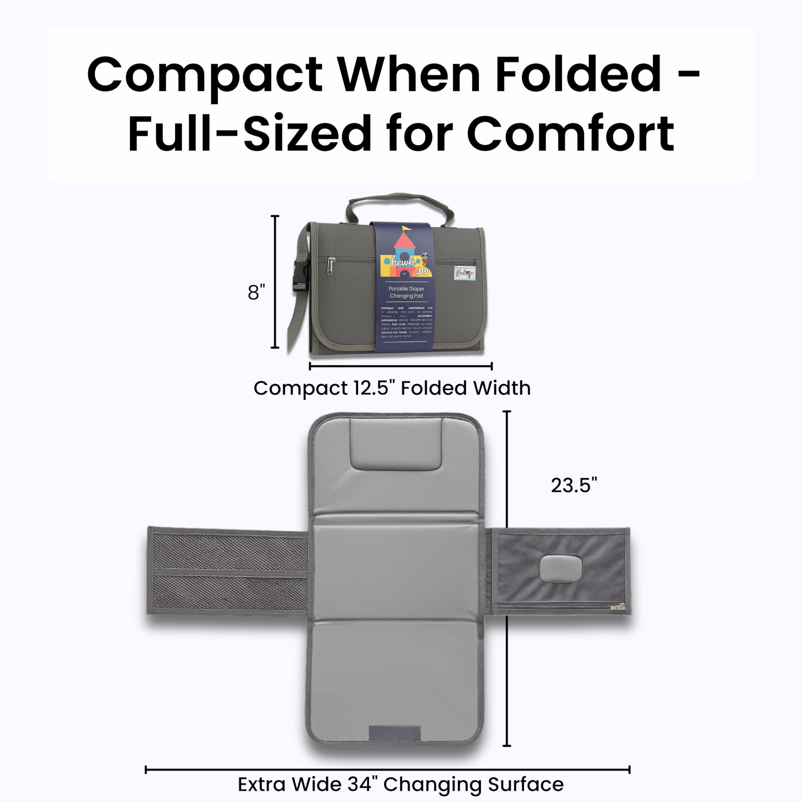 Kewh Jo built-in pouch holds up to five diapers for essentials