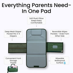 Kewh Jo portable changing pad built-in pouch stores up to five diapers