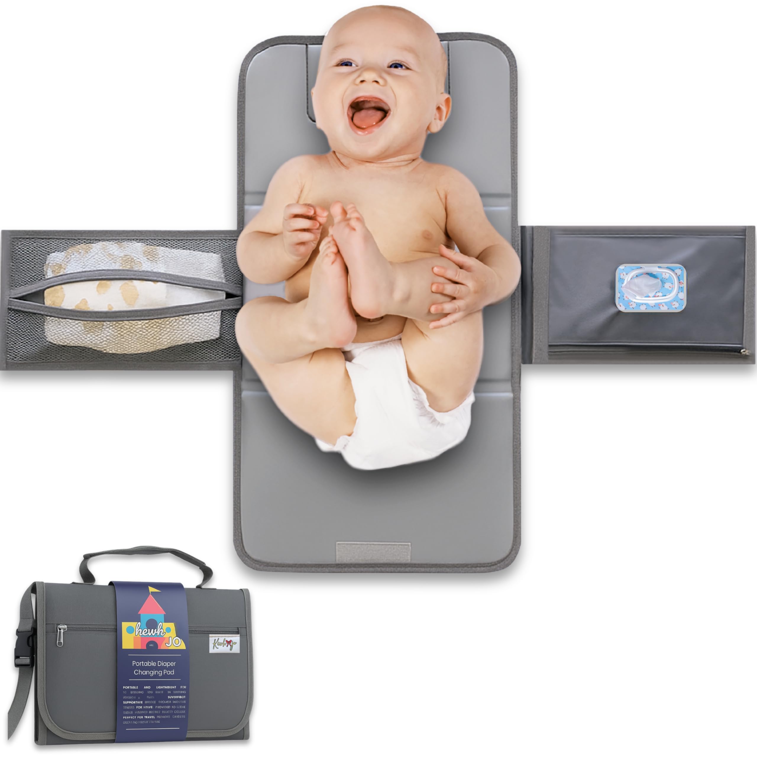 Kewh Jo portable changing pad folded clutch for compact travel storage