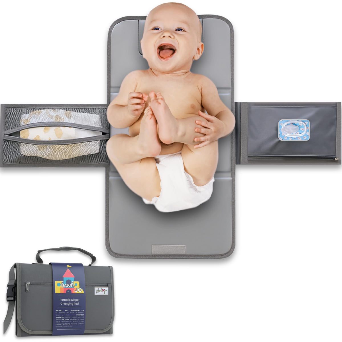 Kewh Jo portable changing pad folded clutch for compact travel storage