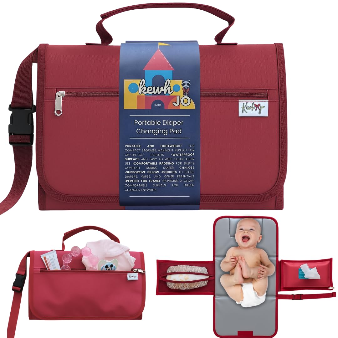 Kewh Jo portable changing pad folded compactly for travel use