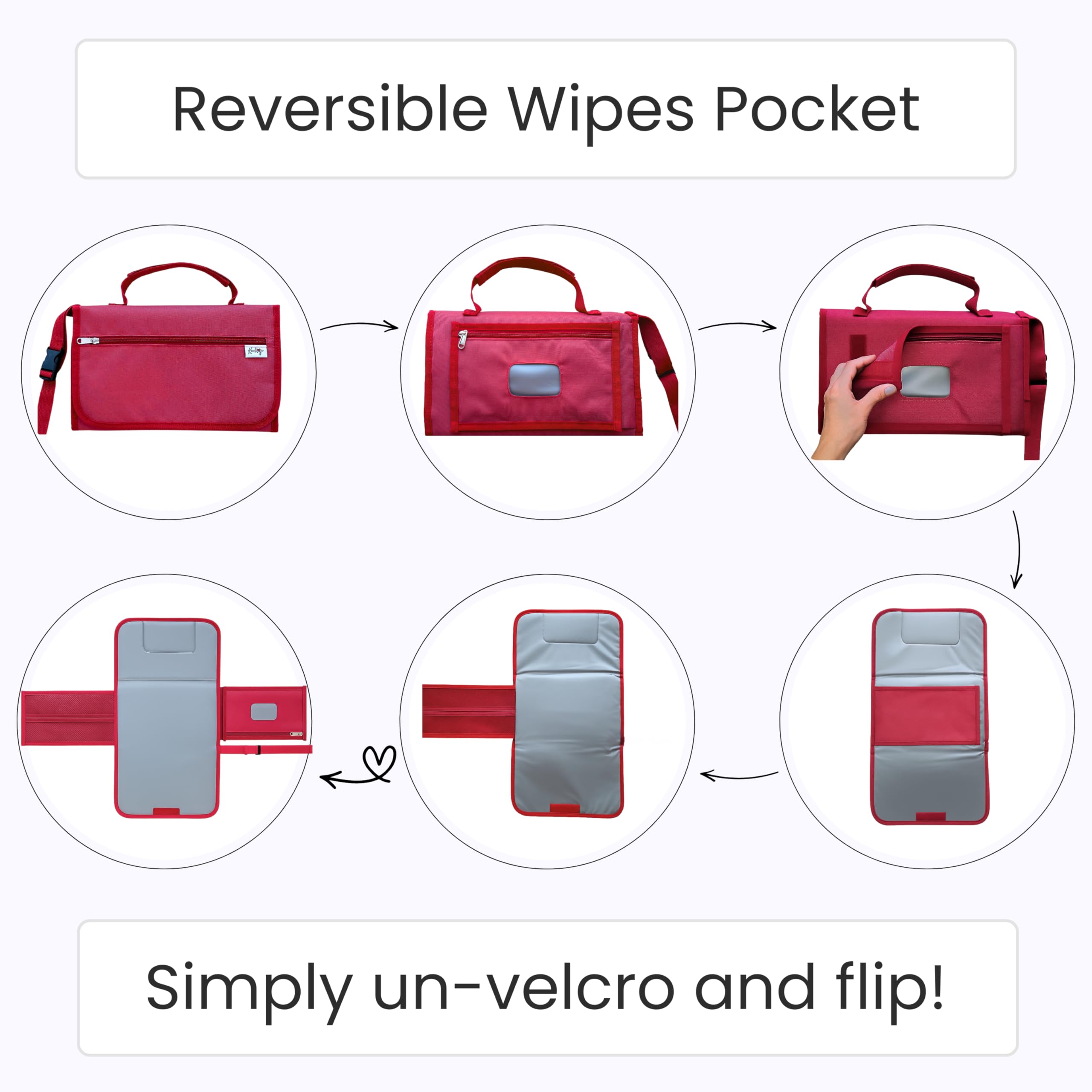 Kewh Jo pad has multipurpose handles for hands-free changes