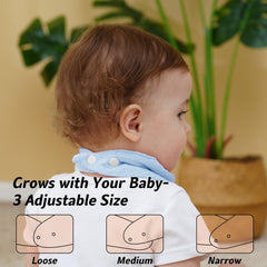 Kewlife gift Adjustable Bibs shown on baby with snap closures.