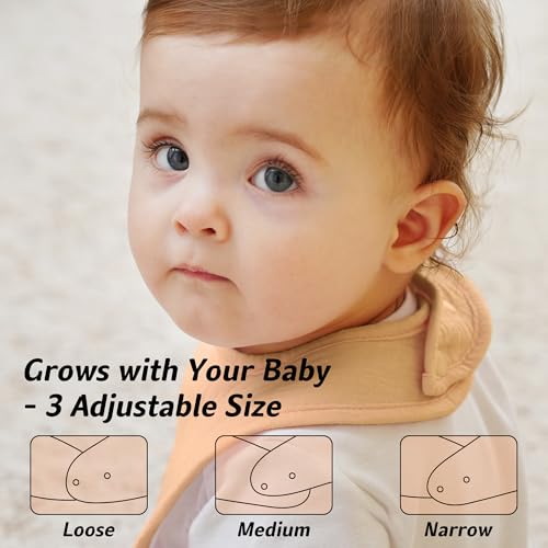 Kewlife gift muslin baby bib adjustable-snap-closeup demonstrates secure fit for growing necks.