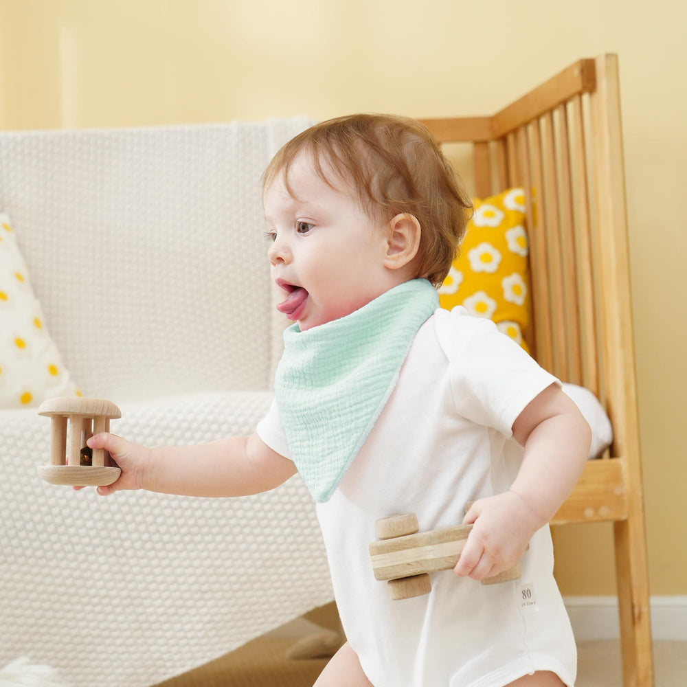 Soft muslin texture against baby's skin promotes gentle wear