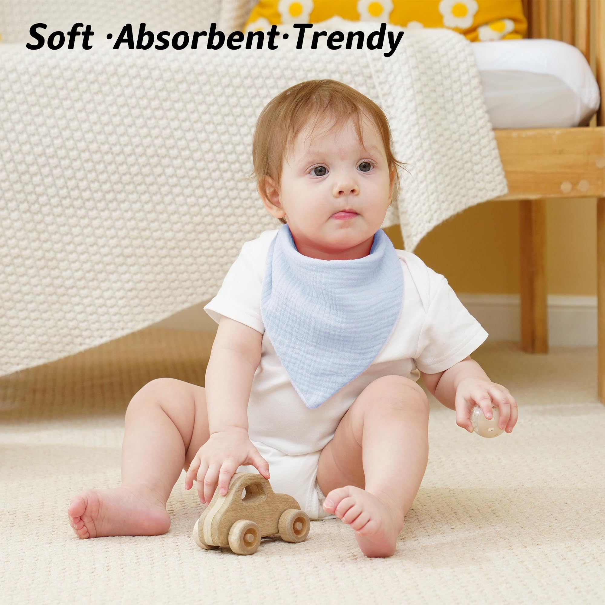 Eight bibs in one pack for busy daily use