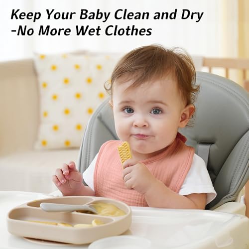 Kewlife gift muslin baby bib teething-burp-use shows versatile bib for feeding and cleanup.