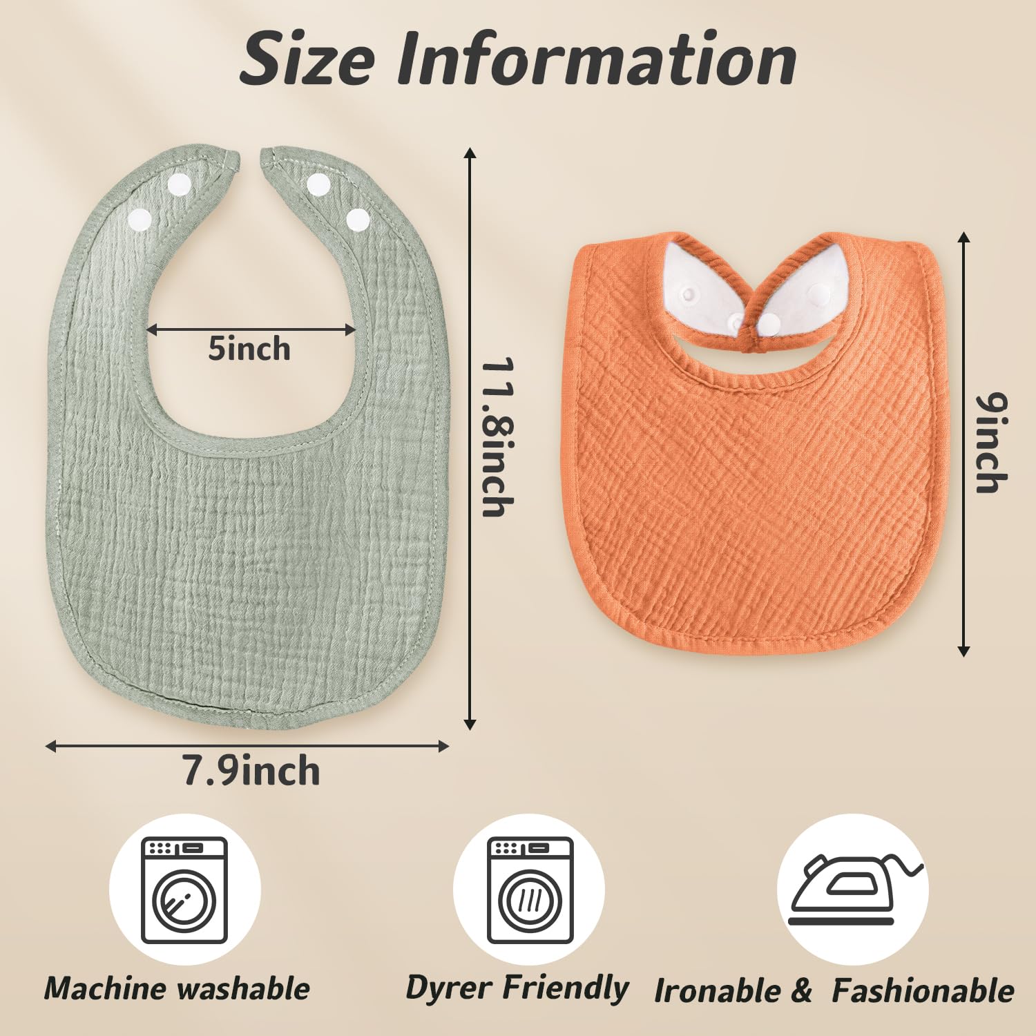 Kewlife gift muslin baby bib-washable-durable demonstrates easy care and long-lasting use after spills.