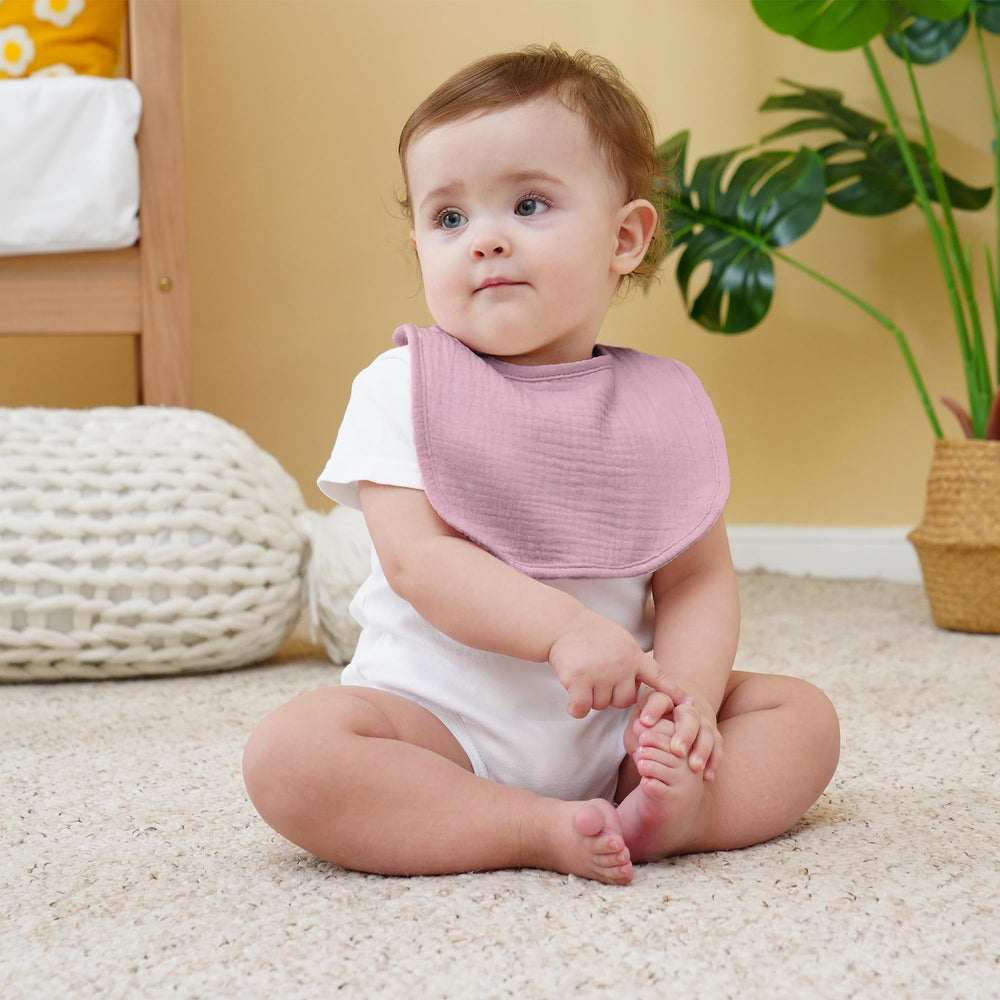 Kewlife gift muslin baby bibs 8-pack stays clean and dry during daily drool and teething.