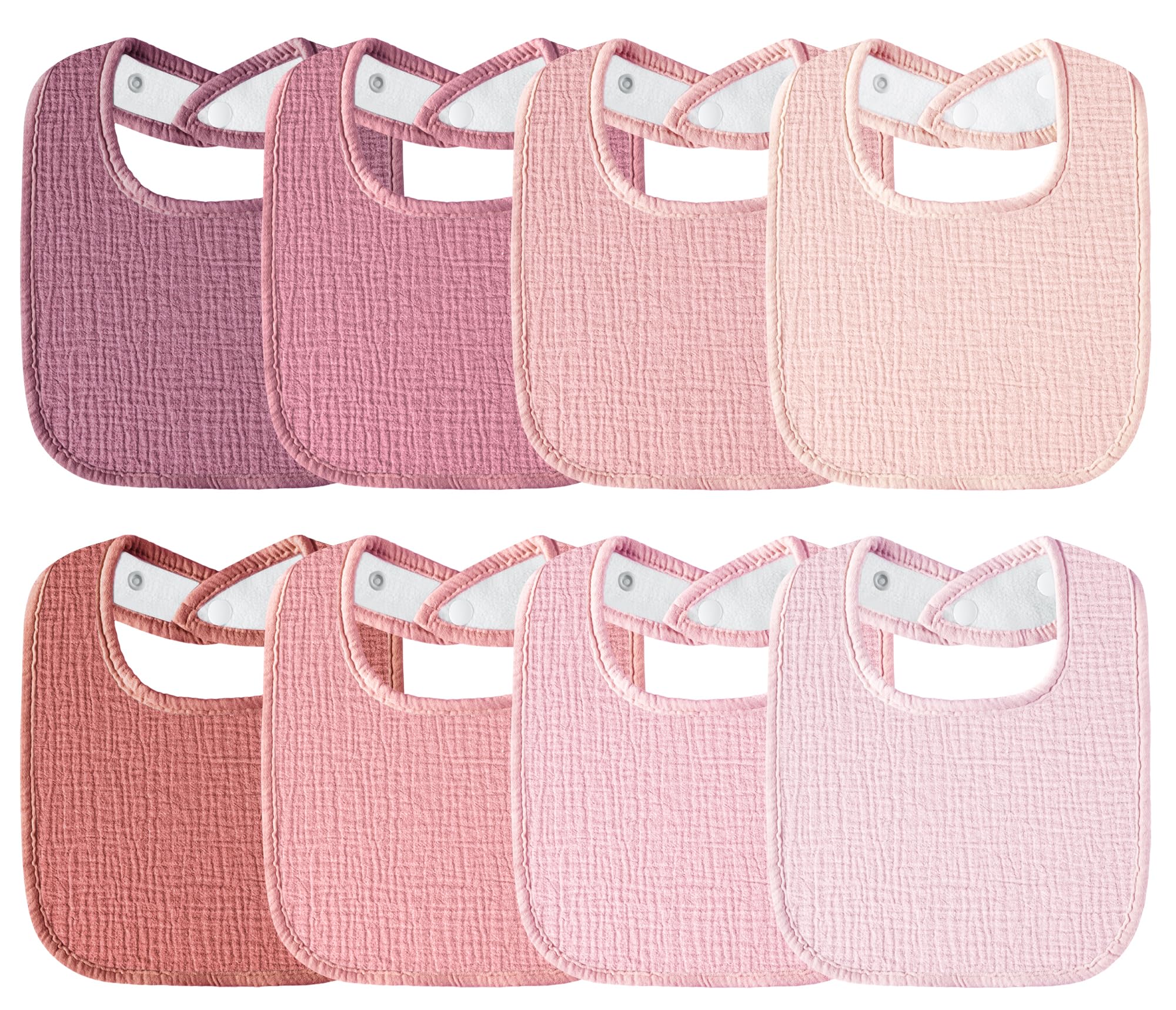 Kewlife gift muslin baby bibs 8-pack front view shows soft absorbent fabric for drool control.