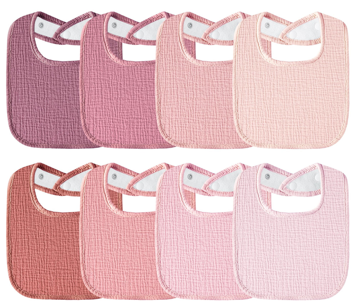 Kewlife gift muslin baby bibs 8-pack front view shows soft absorbent fabric for drool control.
