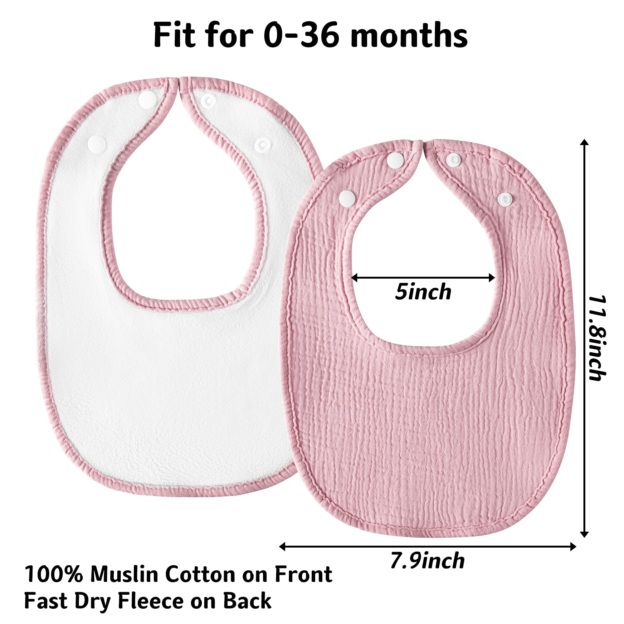 Kewlife gift muslin baby bibs 8-pack teething use showcased as burp cloth and more.