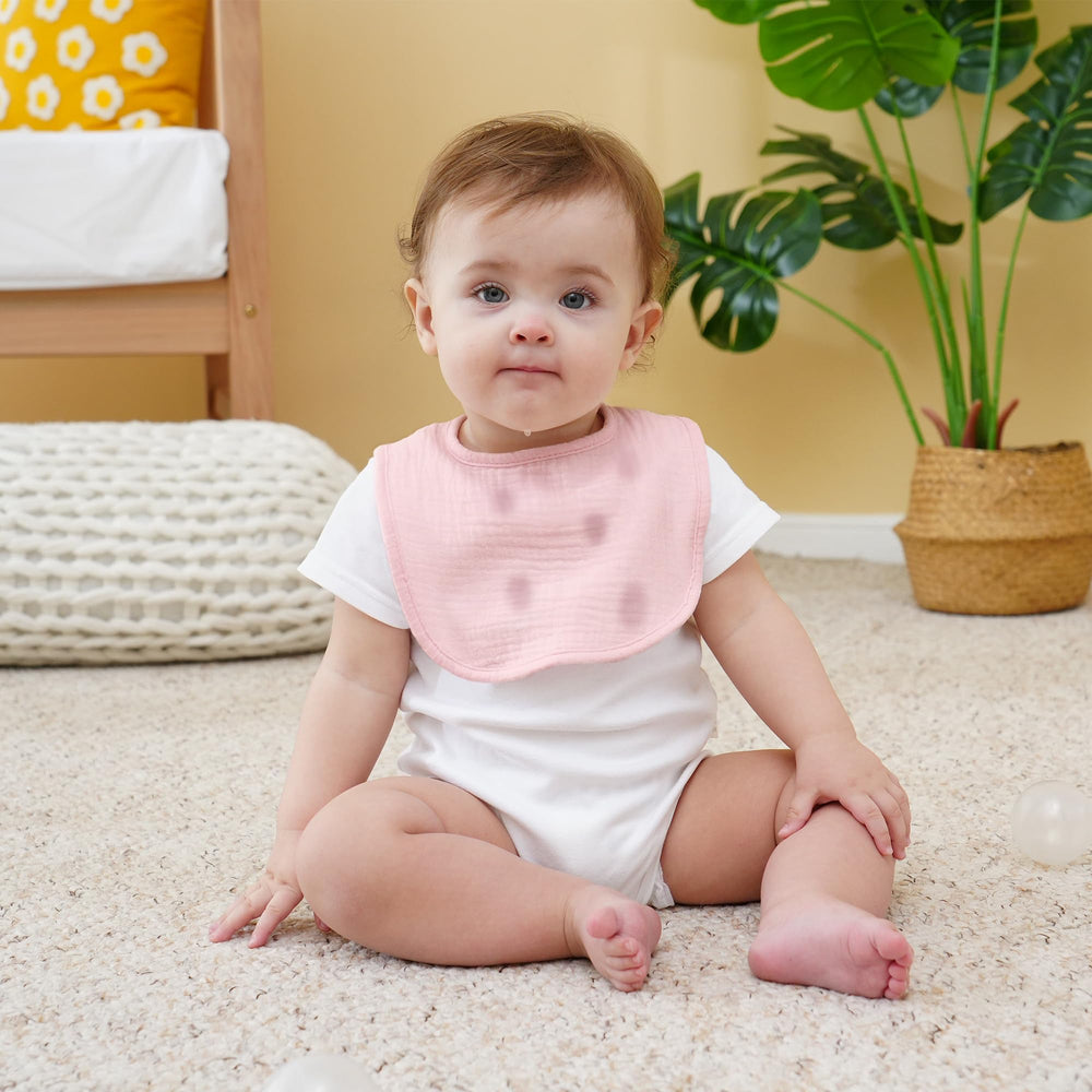 Kewlife gift muslin baby bibs 8-pack unisex colors blush pink demonstrate versatile style for both genders.