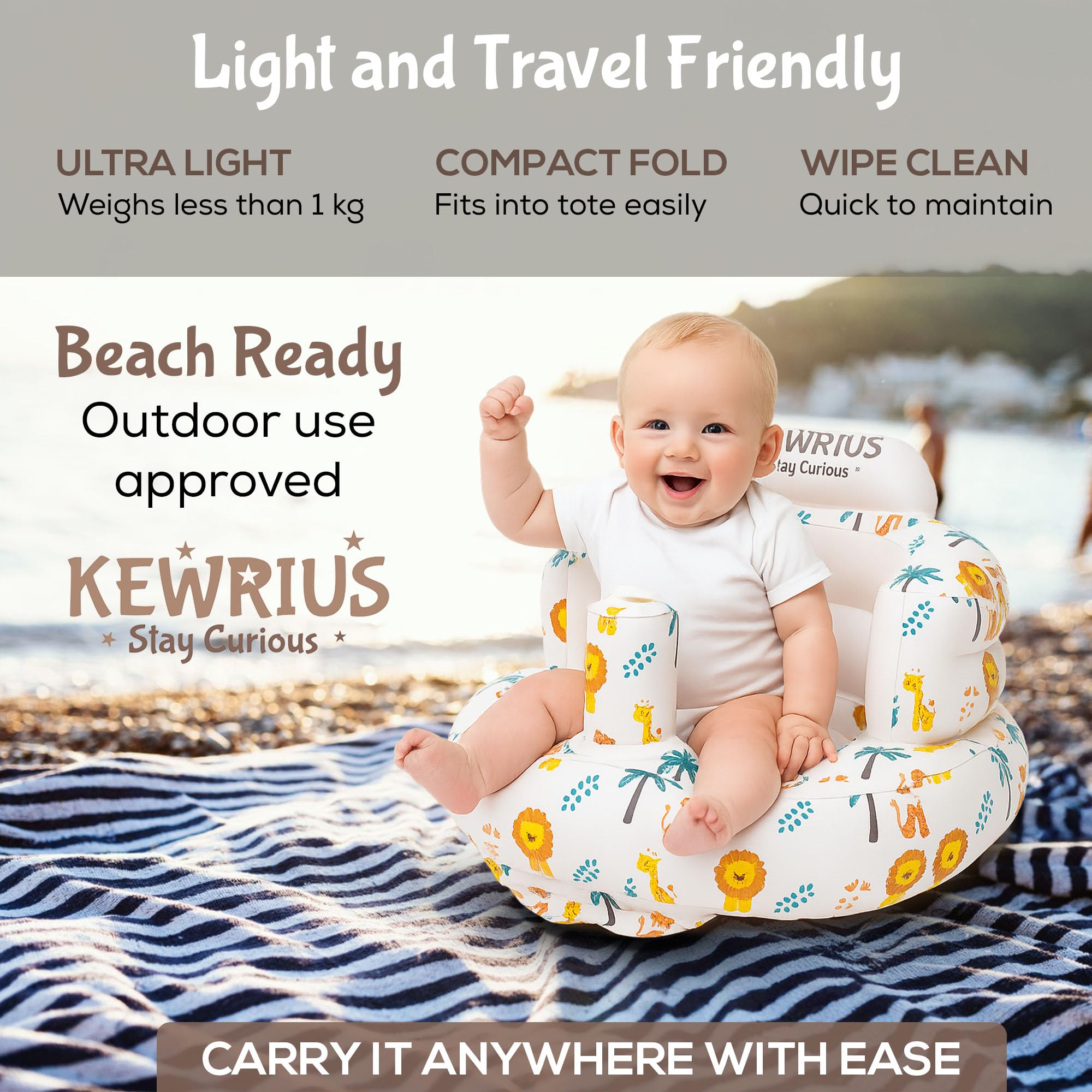 KEWRIUS non-toxic PVC close-up emphasizes safe material for everyday seating.