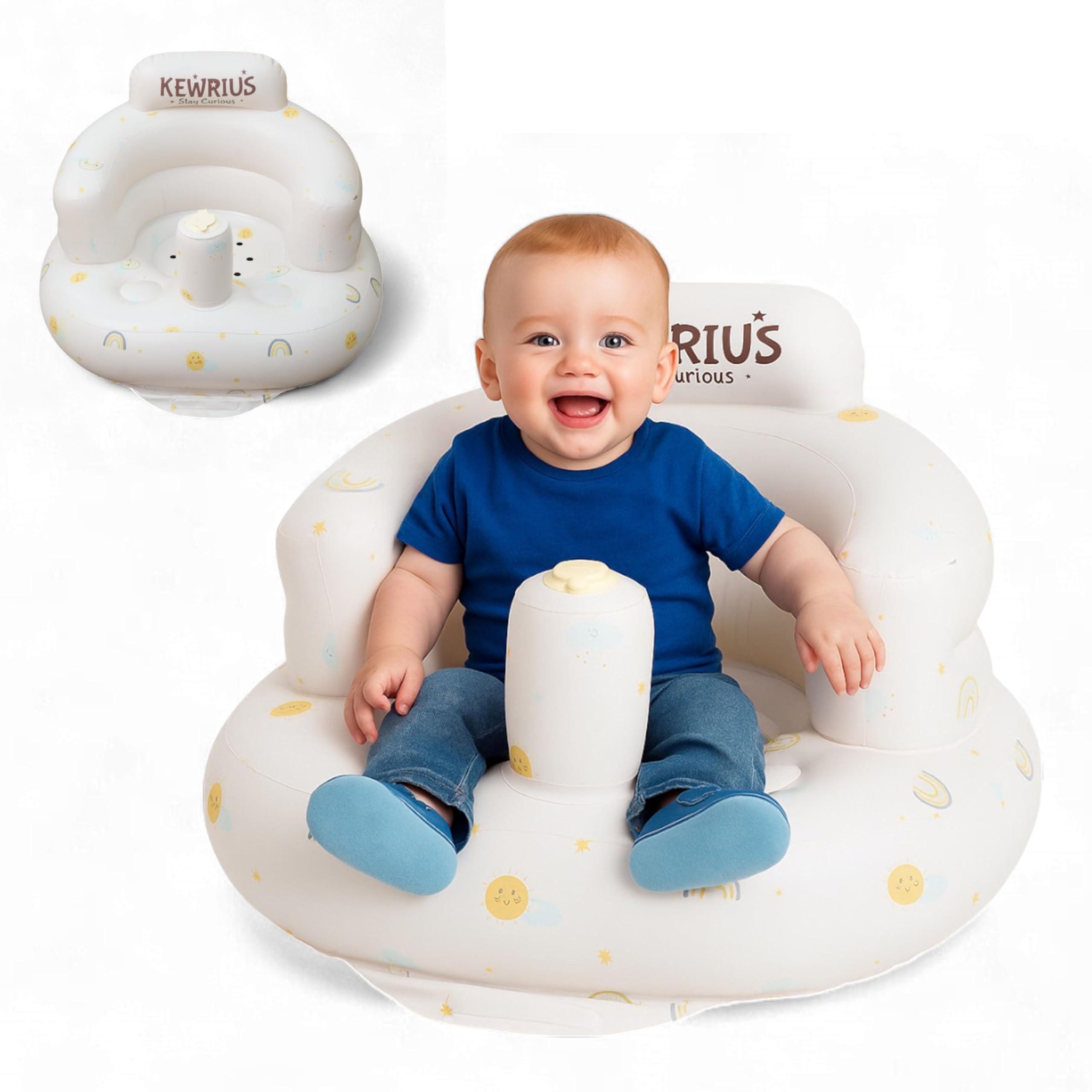 Kewrius Inflatable Baby Seat Sky Chair assembled shows portable, durable design for busy families
