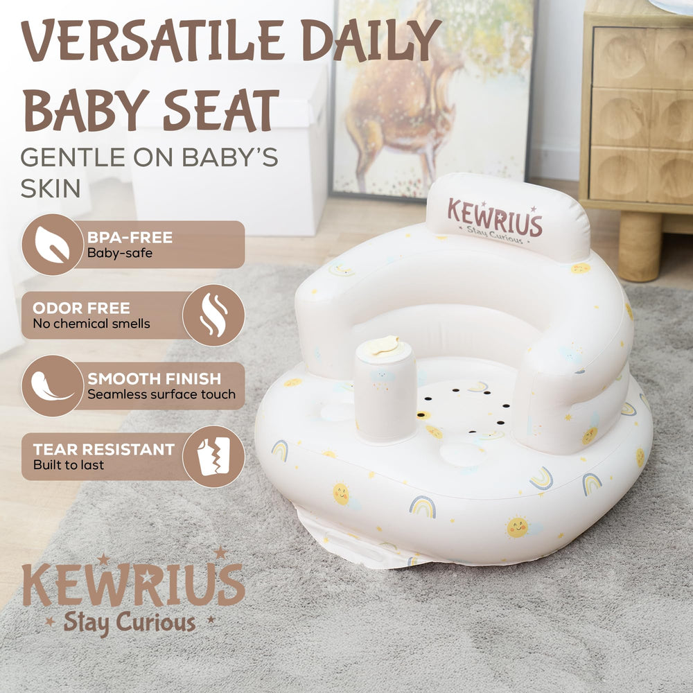 Kewrius Inflatable Baby Seat Sky Chair built-in pump enables quick, effortless inflation