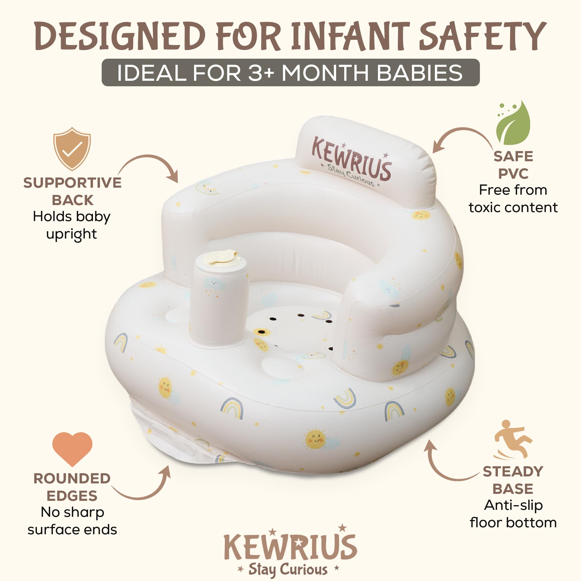 Kewrius Inflatable Baby Seat Sky Chair travel-friendly design ideal for trips and visits