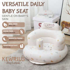 Kewrius Polar Bear seat in use during playtime with upright sitting.