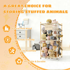 Keyixize stuffed-animal-storage-organizer lower-shelf plush neatly holds small to medium toys.