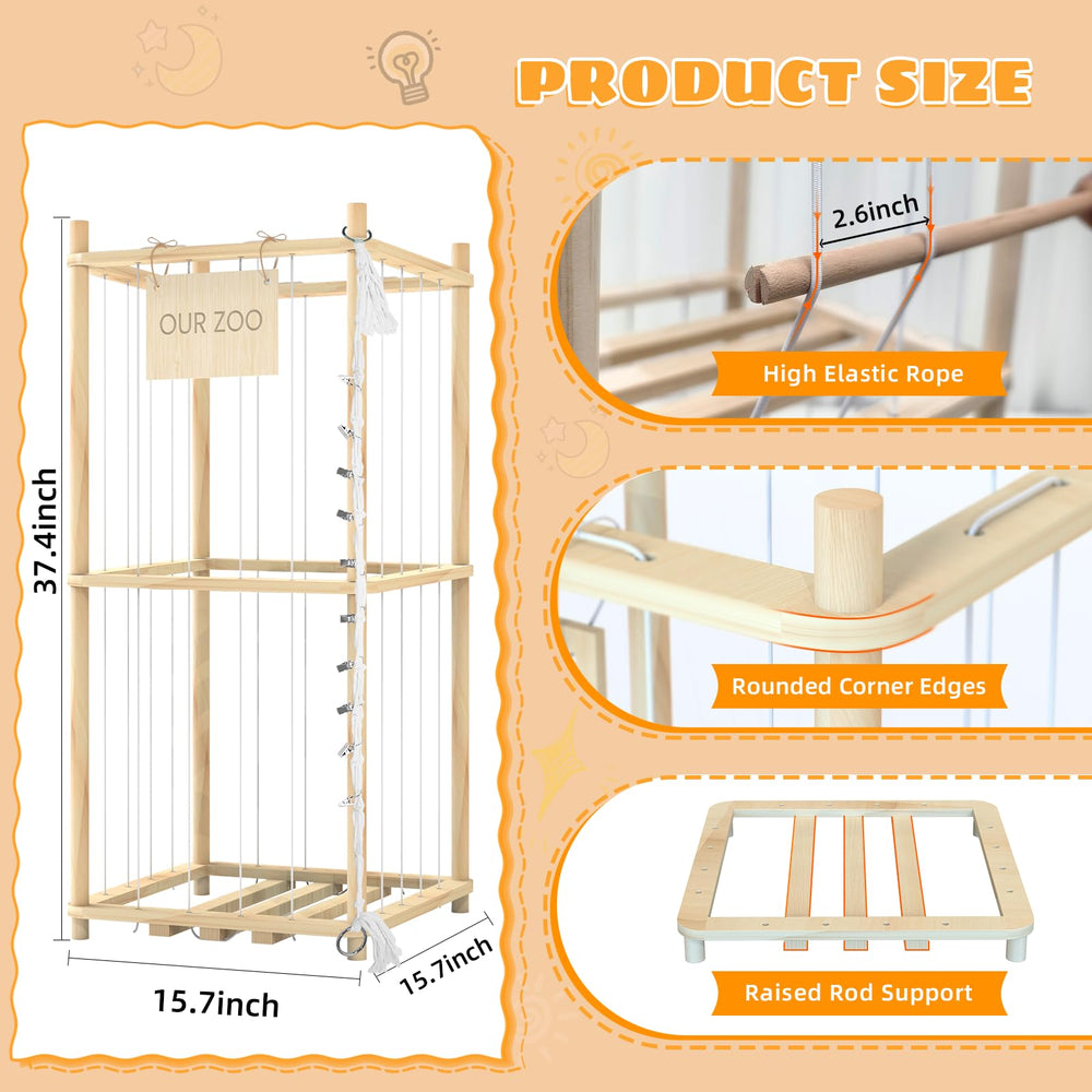Keyixize stuffed-animal-storage-organizer two-tier front displays plush toys with easy reach.
