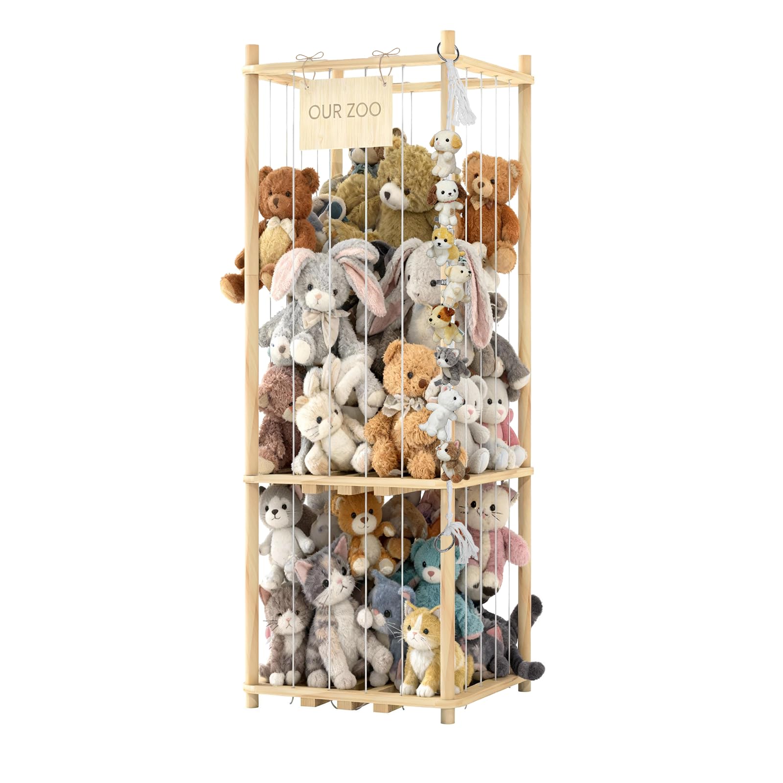 Keyixize stuffed animal storage front view shows organized plush display
