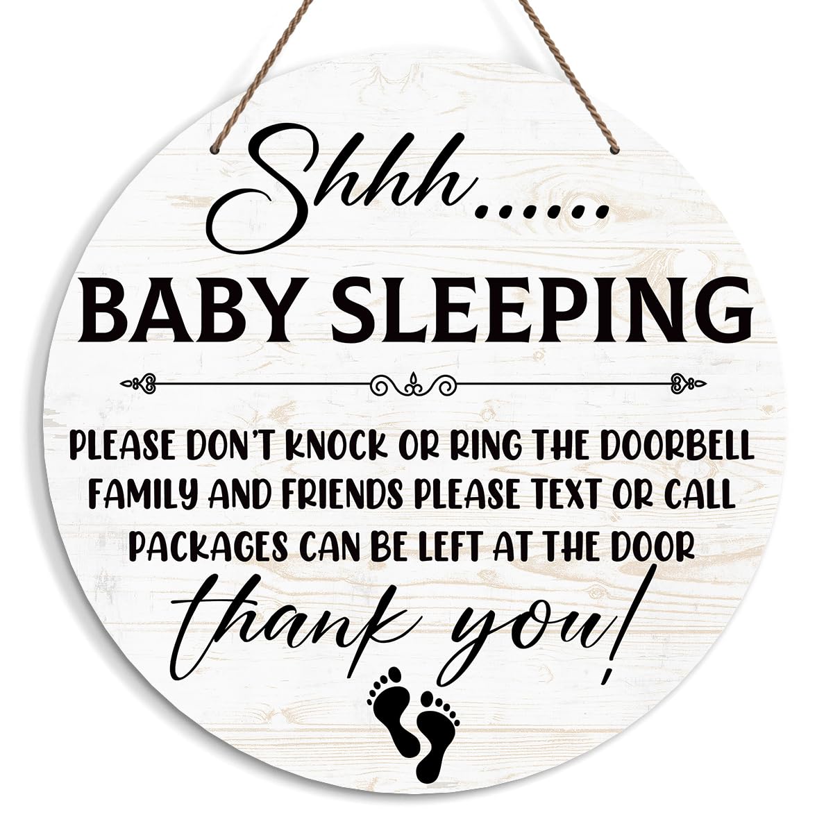 KFNER Baby Sleeping Sign on front door promotes a calm, quiet entry.