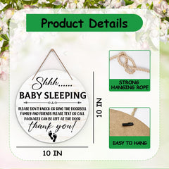 KFNER Baby Sleeping Sign with rope hanger for easy hanging.