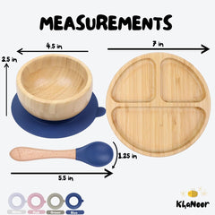 KhaNoor bamboo toddler plate divided sections keeps foods separate and organized.