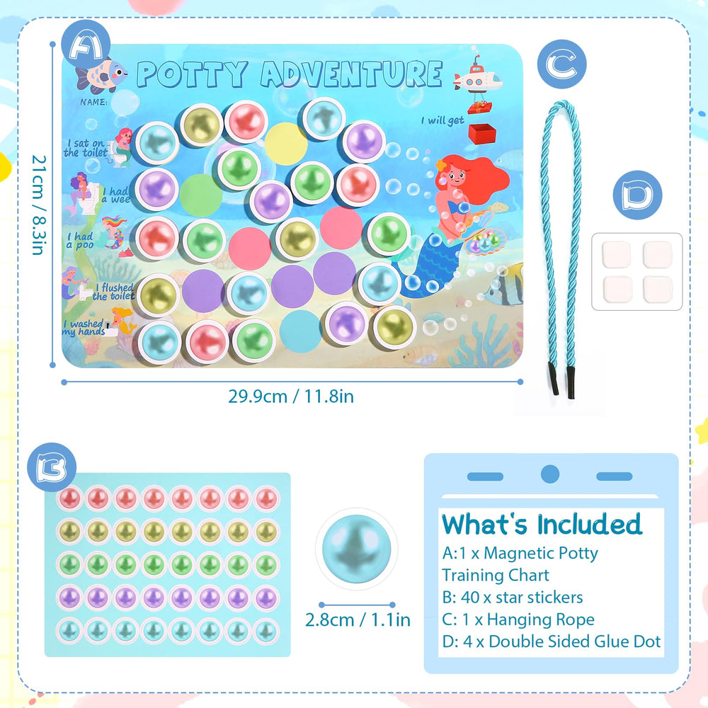 Khlerox Mermaid Potty Chart magnetic pieces highlight dragon eggs for progress rewards.