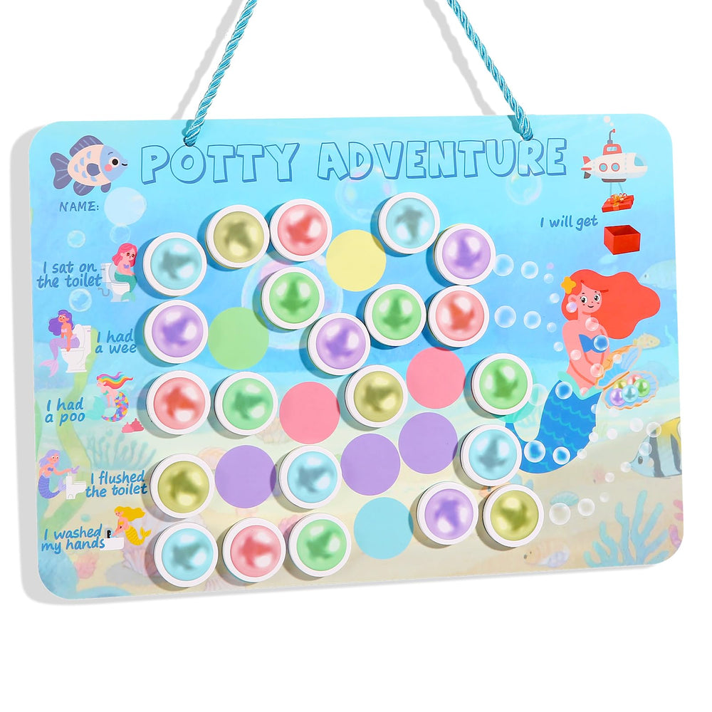 Khlerox Mermaid Potty Chart backboard provides easy magnetic mounting for bathroom training.