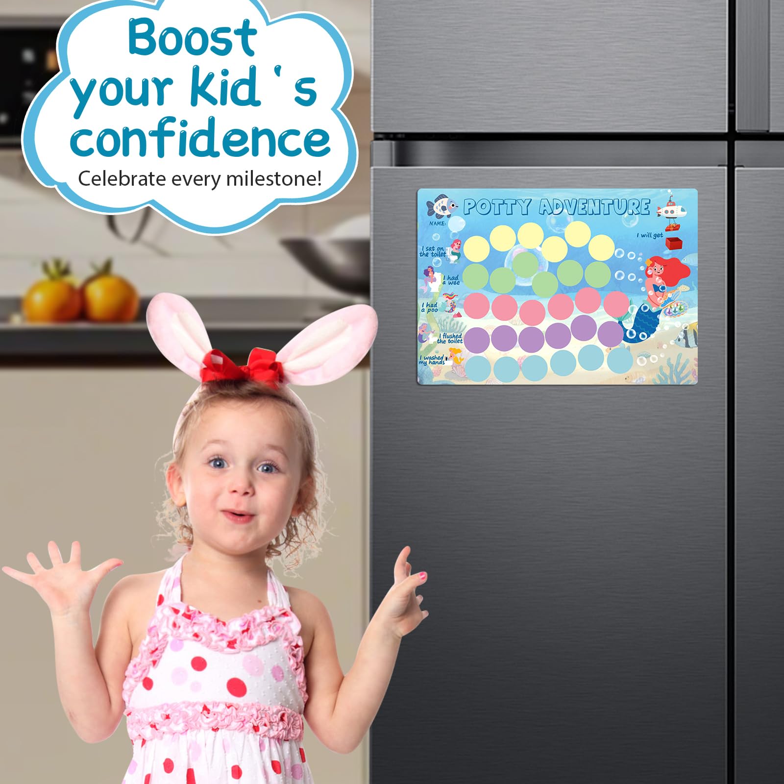 Khlerox Mermaid Potty Chart 40 stars reward markers spark motivation.