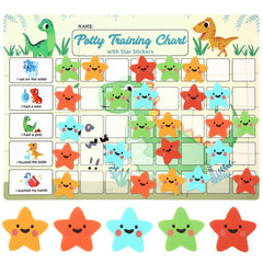 Khlerox Potty Chart Dinosaur Stars on fridge show progress with magnetic rewards for toddlers.