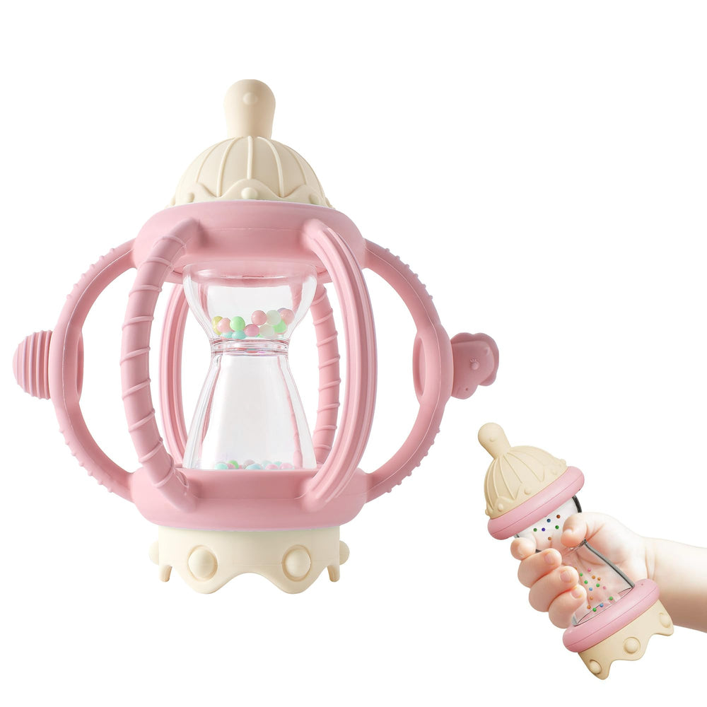 KIAANS baby carousel teether with silicone rings soothes sore gums.