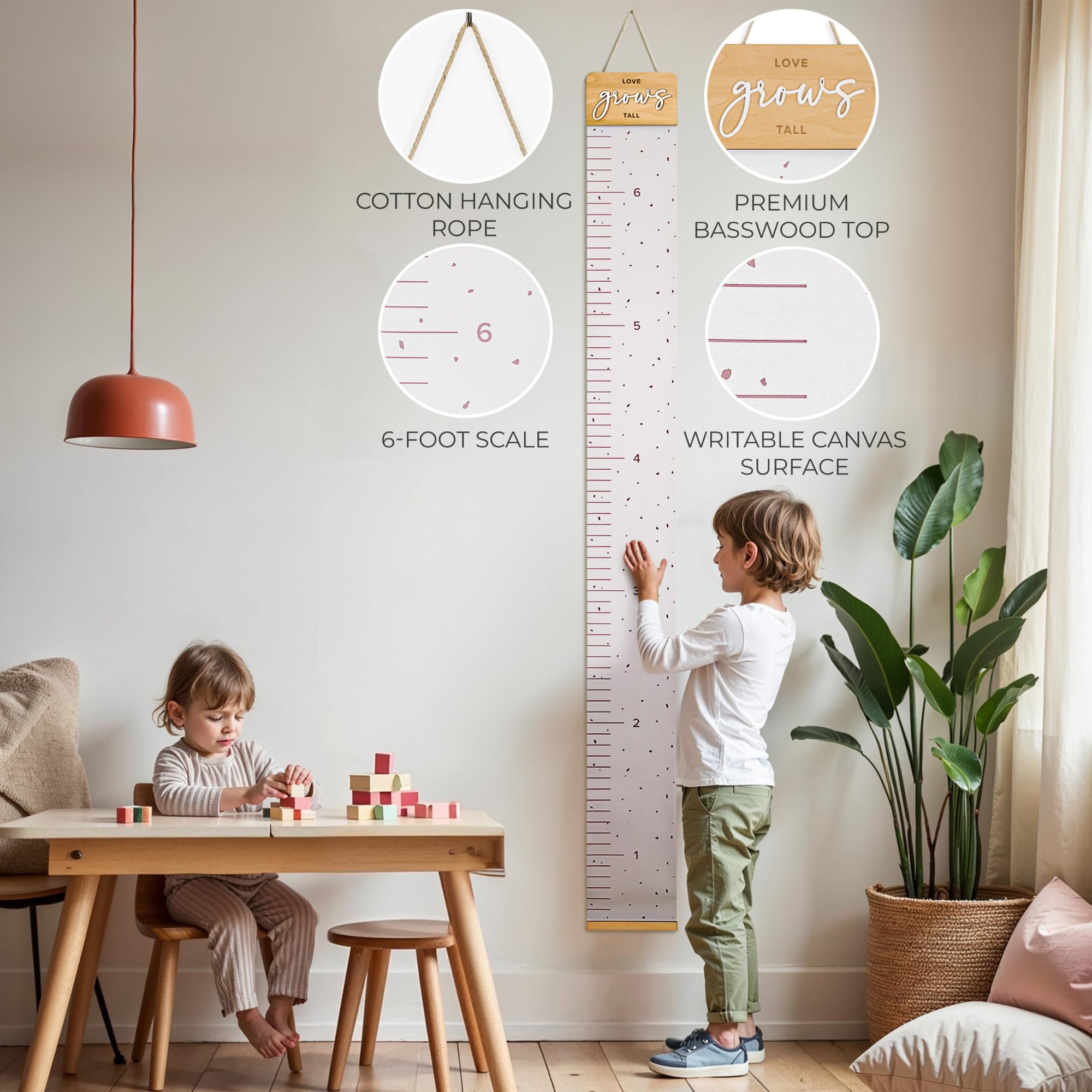 KIBAGA growth-chart-basswood-plywood emphasizes sturdy build to withstand growth spurts.