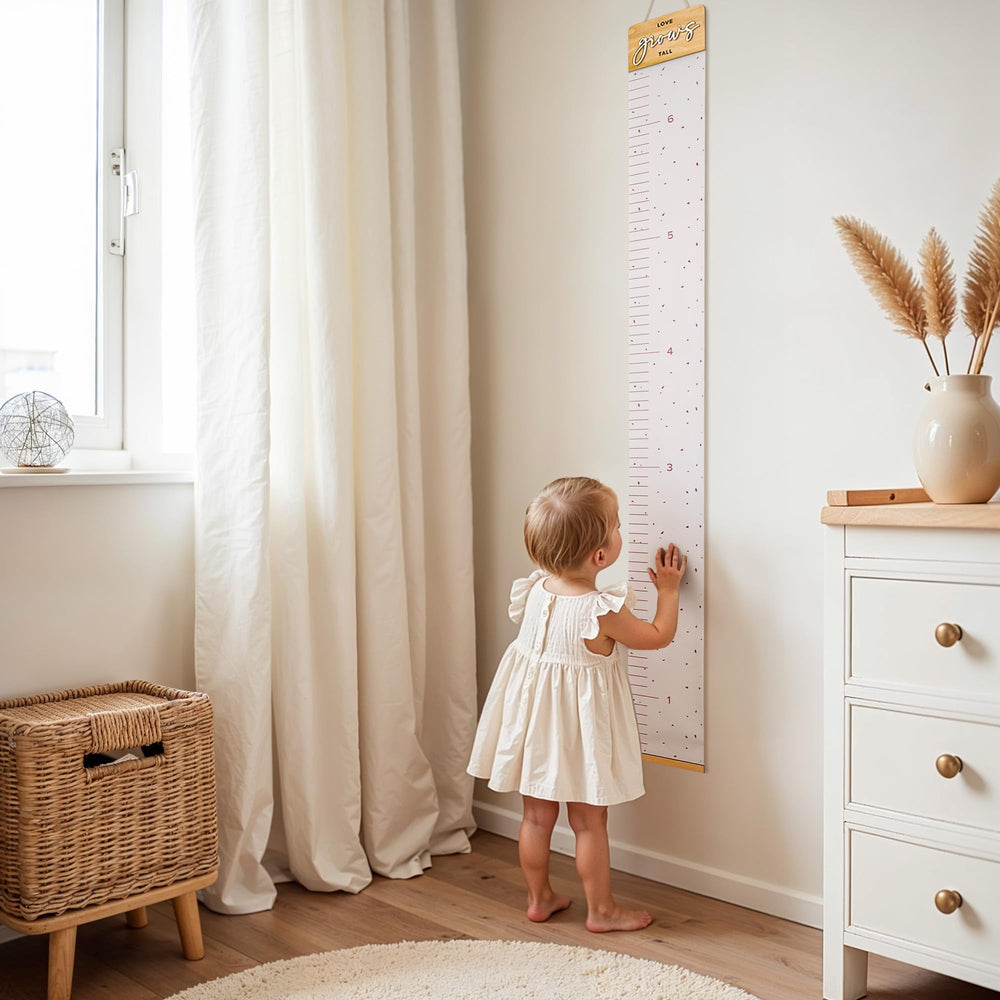 KIBAGA growth-chart-milestones-space decor compatibility enhances nursery or playroom styling.