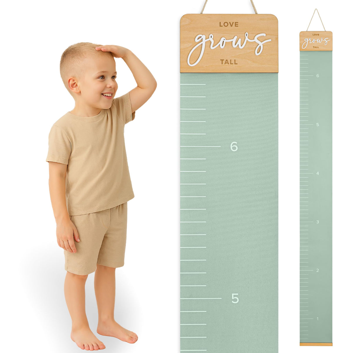 KIBAGA growth chart wall full view shows a stylish keepsake for height tracking.